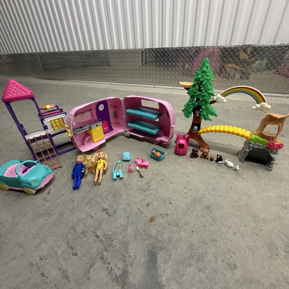 Barbie Club Chelsea Camper & Treehouse Playset Lot 2021 Mattel Dolls